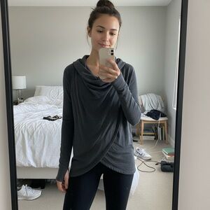 Athleta Charcoal Cowl Neck Hoodie Sweater